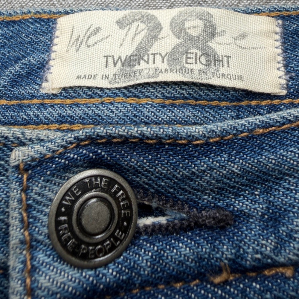 We The Free Free People Twenty Eight Jeans Blue High Rise Shredded Raw Hem 28 - Picture 2 of 13